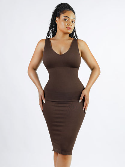 Willluxe Seamless Eco-Friendly V-Neck Shaping Dress with Removable Pads
