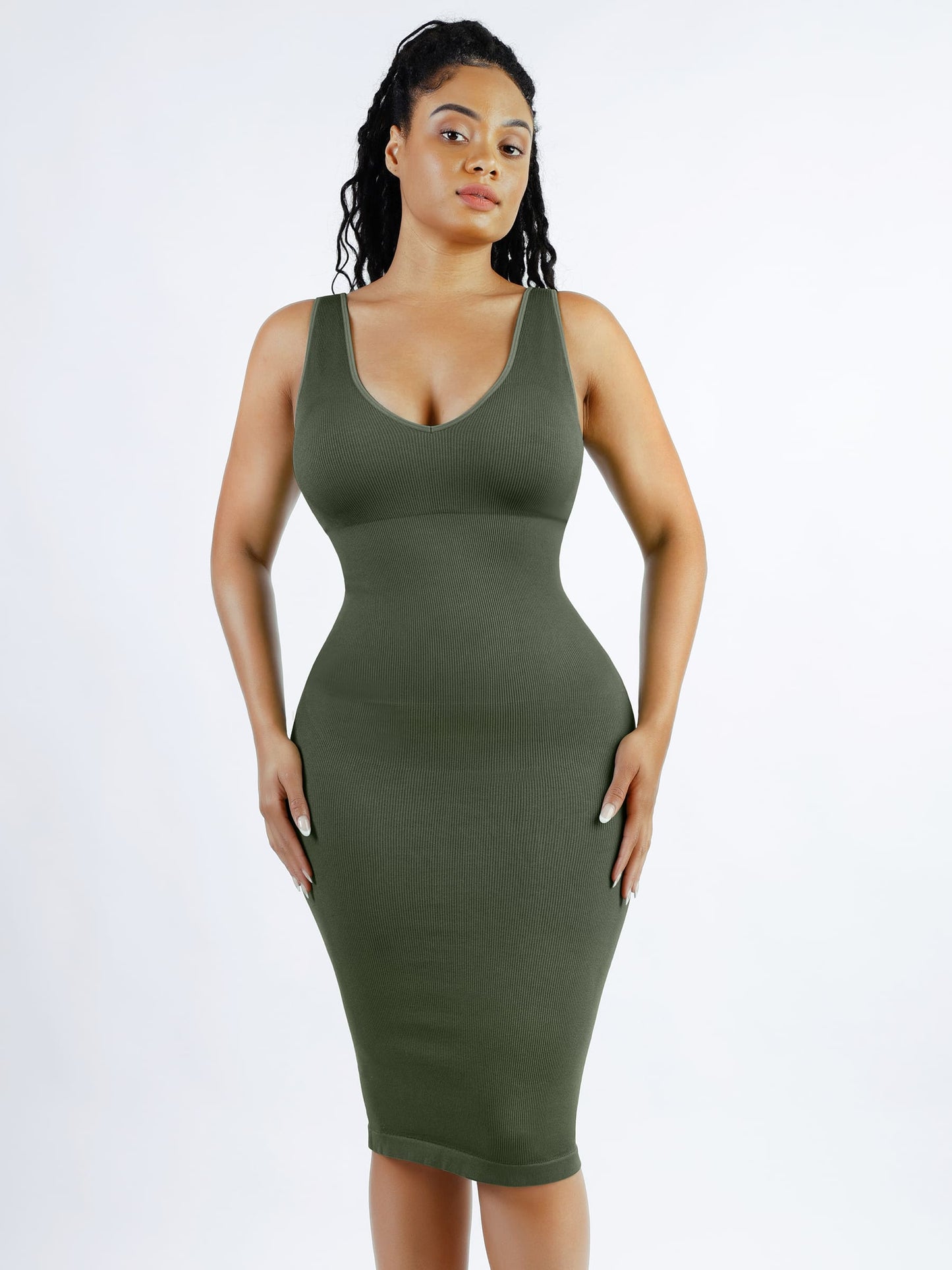 Willluxe Seamless Eco-Friendly V-Neck Shaping Dress with Removable Pads