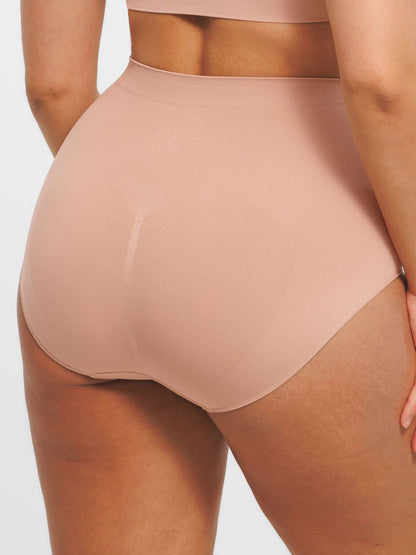Willluxe Seamless High-Waist Tummy Control Antibacterial Peach Hip Brief