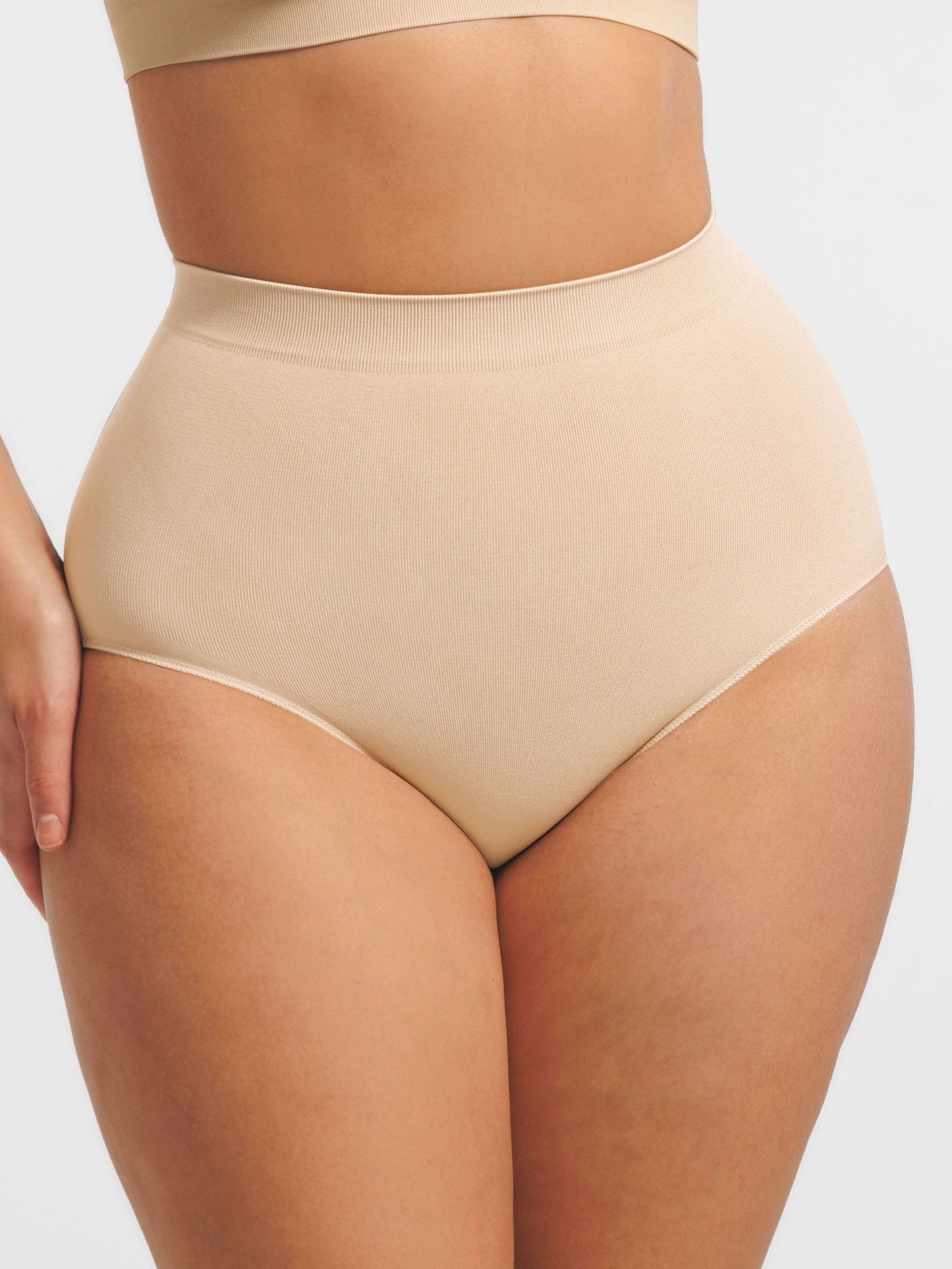 Willluxe Seamless High-Waist Tummy Control Antibacterial Peach Hip Brief