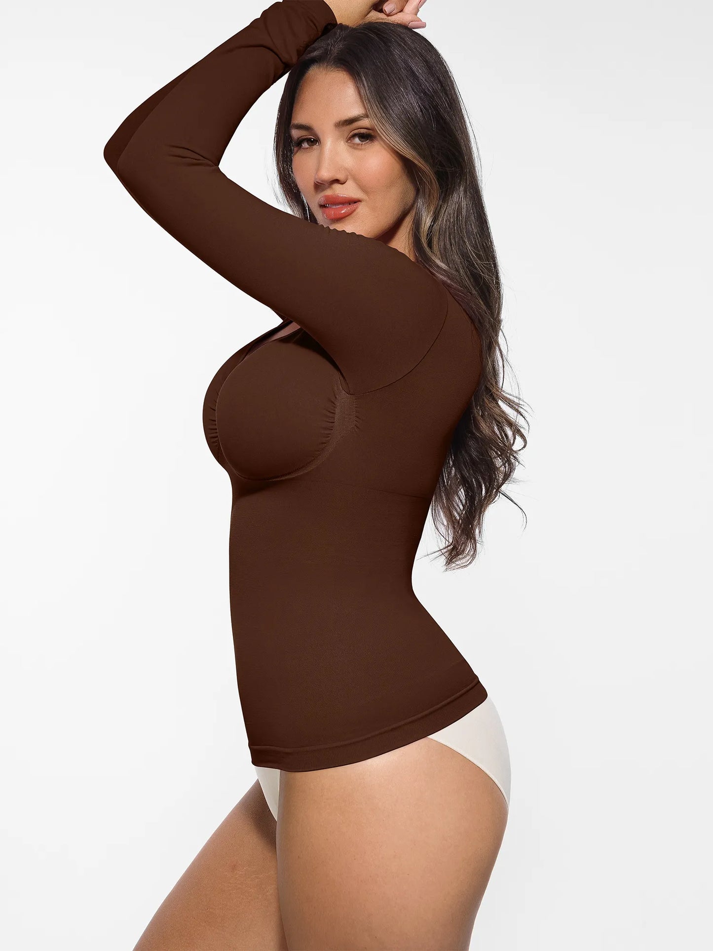 Willluxe Seamless Long Sleeve Tummy Control Thong Bodysuit