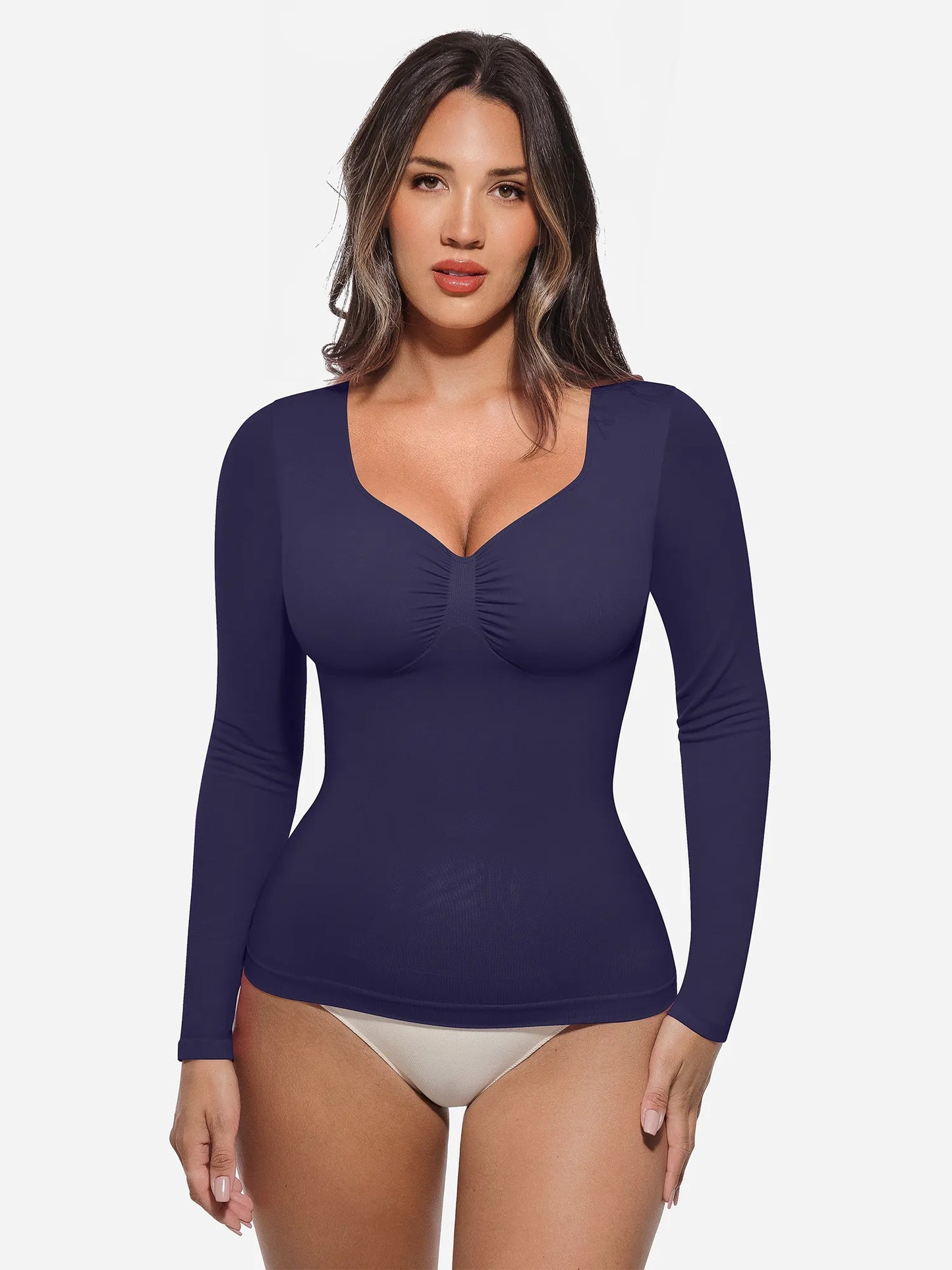 Willluxe Seamless Long Sleeve Tummy Control Thong Bodysuit