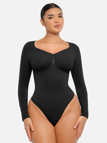 Willluxe Seamless Long Sleeve Tummy Control Thong Bodysuit