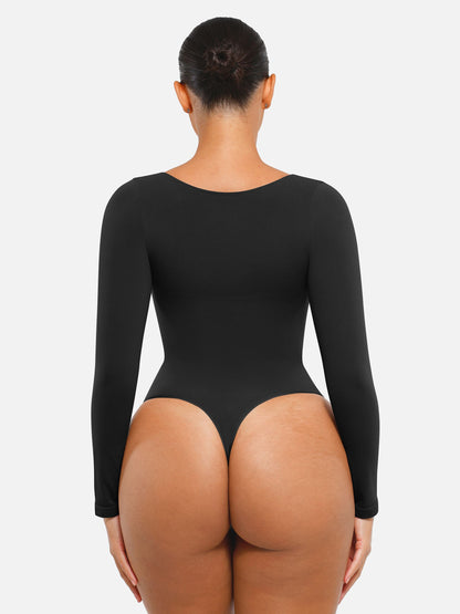 Willluxe Seamless Long Sleeve Tummy Control Thong Bodysuit