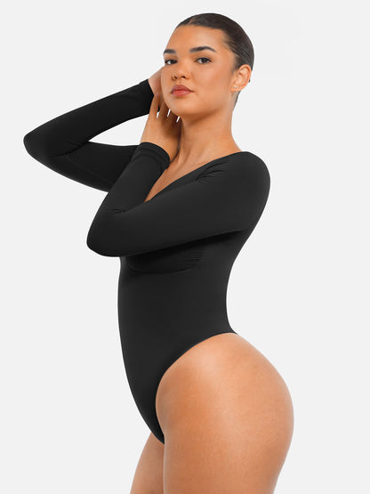 Willluxe Seamless Long Sleeve Tummy Control Thong Bodysuit