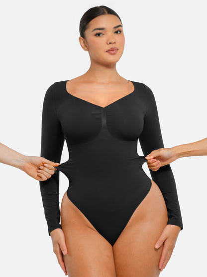 Willluxe Seamless Long Sleeve Tummy Control Thong Bodysuit