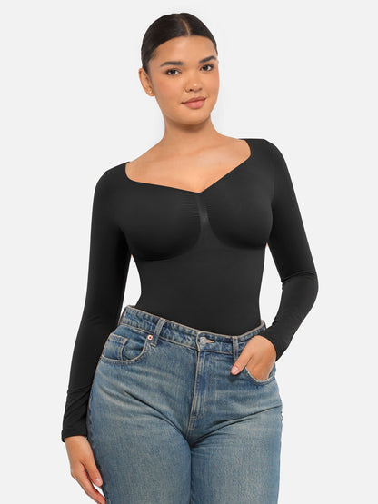 Willluxe Seamless Long Sleeve Tummy Control Thong Bodysuit