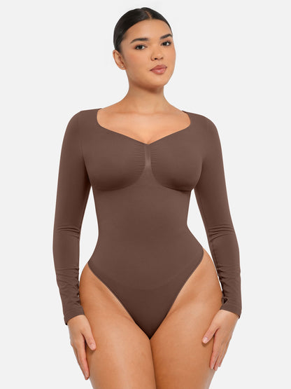 Willluxe Seamless Long Sleeve Tummy Control Thong Bodysuit