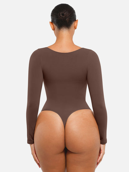 Willluxe Seamless Long Sleeve Tummy Control Thong Bodysuit