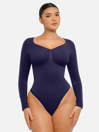 Willluxe Seamless Long Sleeve Tummy Control Thong Bodysuit