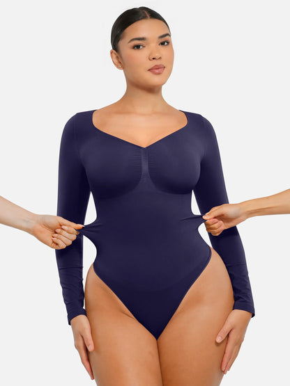 Willluxe Seamless Long Sleeve Tummy Control Thong Bodysuit