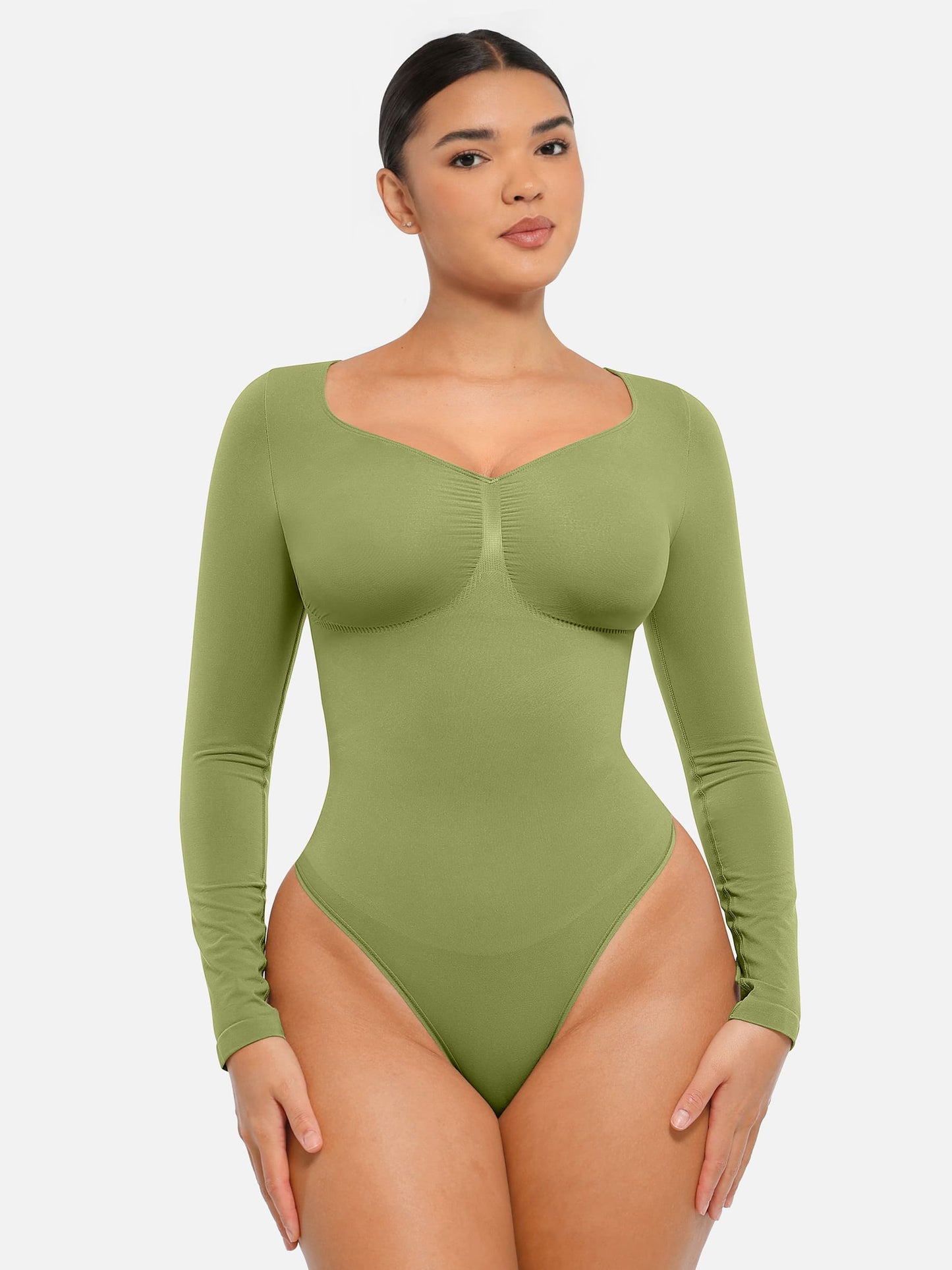 Willluxe Seamless Long Sleeve Tummy Control Thong Bodysuit