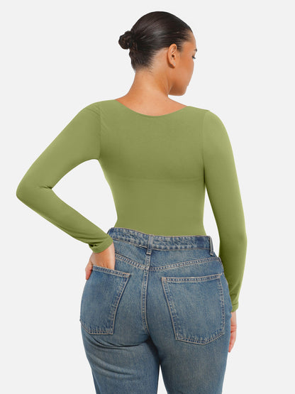 Willluxe Seamless Long Sleeve Tummy Control Thong Bodysuit