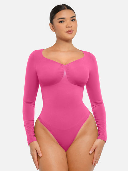 Willluxe Seamless Long Sleeve Tummy Control Thong Bodysuit