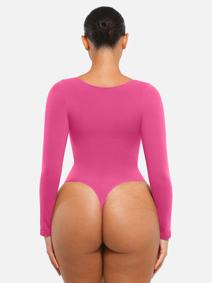 Willluxe Seamless Long Sleeve Tummy Control Thong Bodysuit