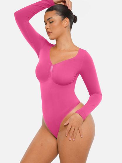 Willluxe Seamless Long Sleeve Tummy Control Thong Bodysuit