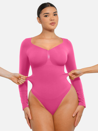 Willluxe Seamless Long Sleeve Tummy Control Thong Bodysuit