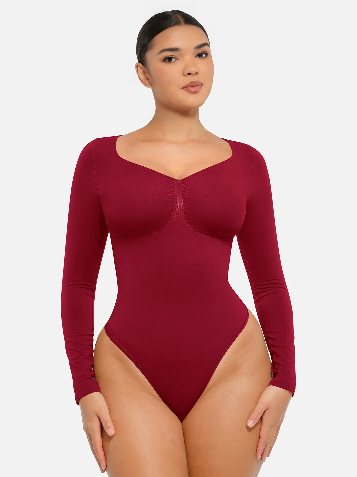 Willluxe Seamless Long Sleeve Tummy Control Thong Bodysuit