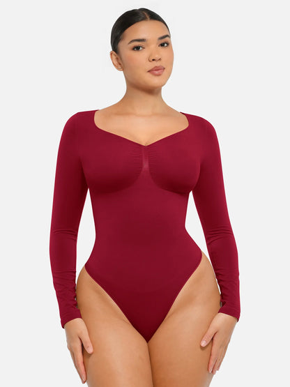 Willluxe Seamless Long Sleeve Tummy Control Thong Bodysuit
