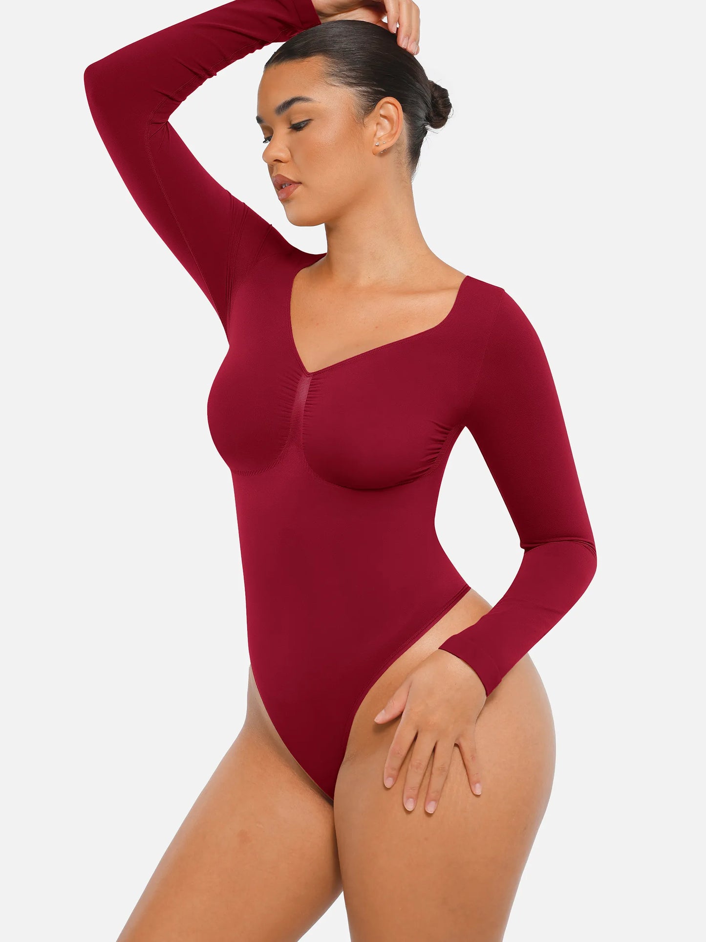 Willluxe Seamless Long Sleeve Tummy Control Thong Bodysuit