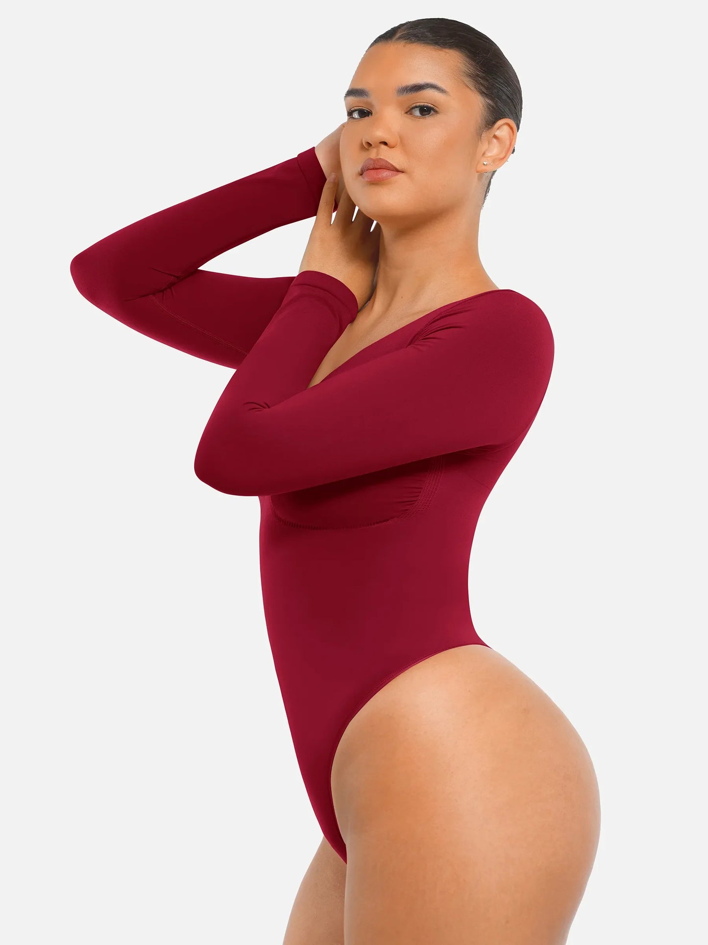 Willluxe Seamless Long Sleeve Tummy Control Thong Bodysuit