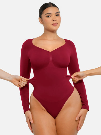 Willluxe Seamless Long Sleeve Tummy Control Thong Bodysuit