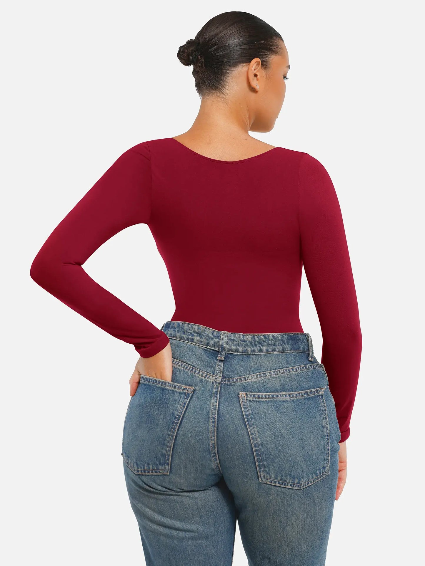 Willluxe Seamless Long Sleeve Tummy Control Thong Bodysuit