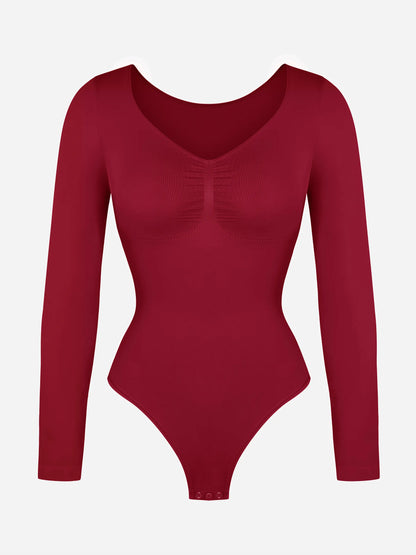 Willluxe Seamless Long Sleeve Tummy Control Thong Bodysuit