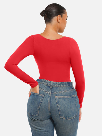 Willluxe Seamless Long Sleeve Tummy Control Thong Bodysuit