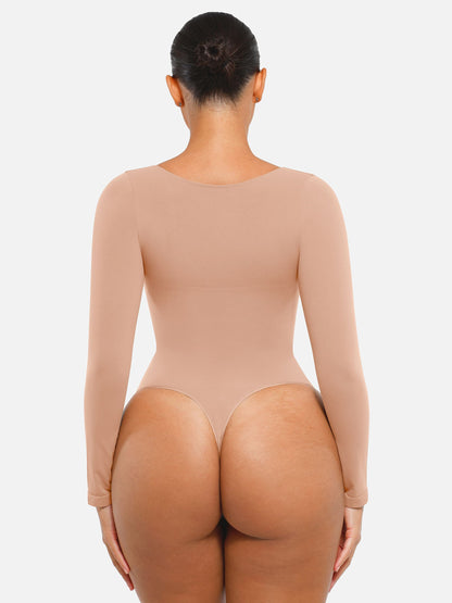 Willluxe Seamless Long Sleeve Tummy Control Thong Bodysuit