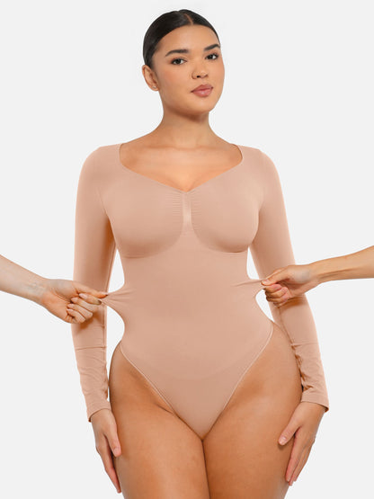 Willluxe Seamless Long Sleeve Tummy Control Thong Bodysuit