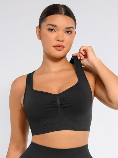 Willluxe Seamless Racerback Sports Bra with Removable Pads and Support Fit