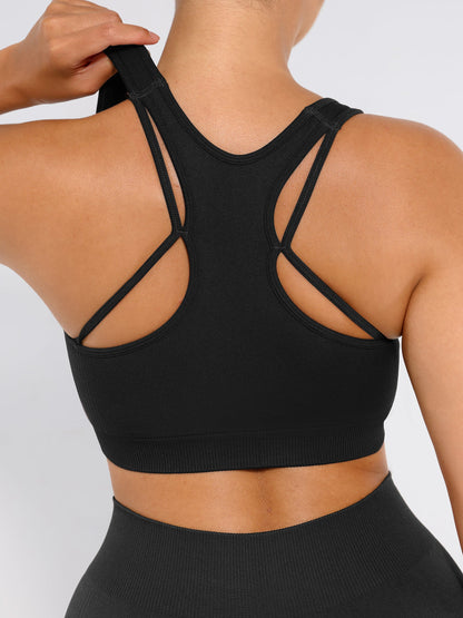 Willluxe Seamless Racerback Sports Bra with Removable Pads and Support Fit