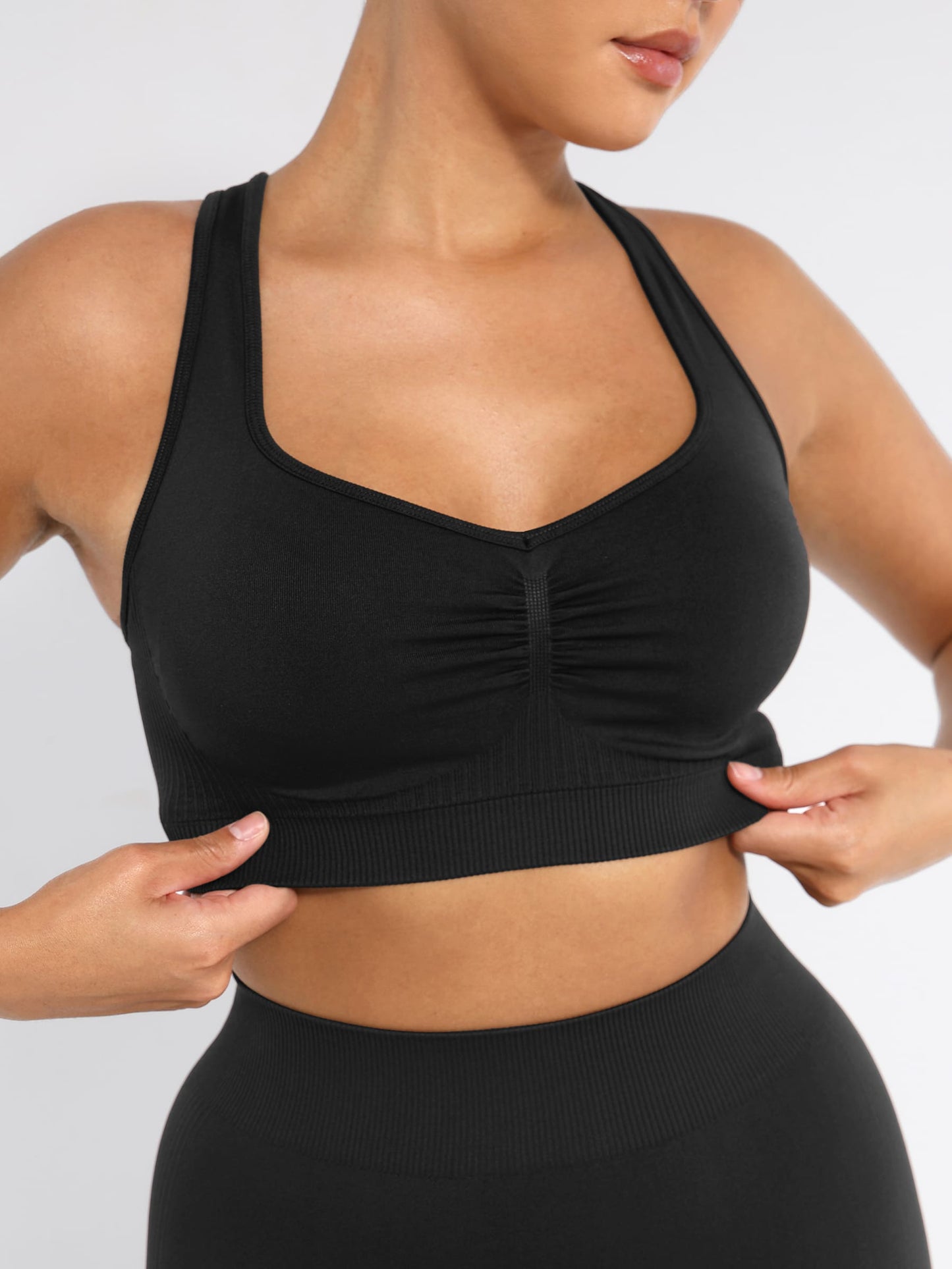 Willluxe Seamless Racerback Sports Bra with Removable Pads and Support Fit