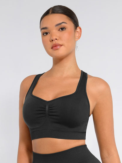 Willluxe Seamless Racerback Sports Bra with Removable Pads and Support Fit