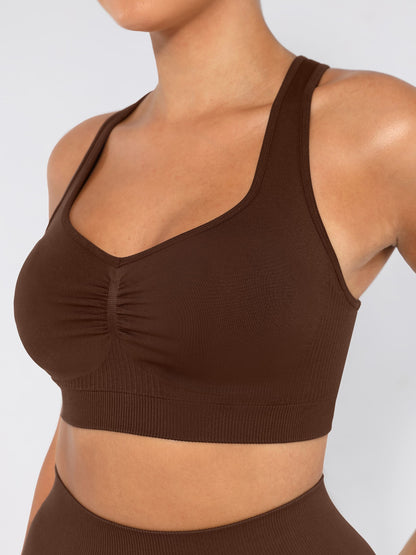 Willluxe Seamless Racerback Sports Bra with Removable Pads and Support Fit