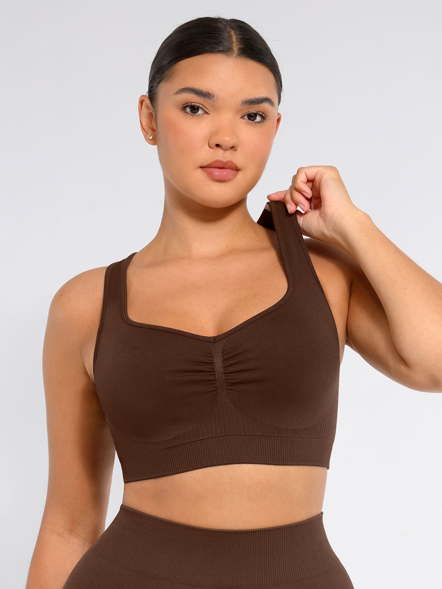 Willluxe Seamless Racerback Sports Bra with Removable Pads and Support Fit