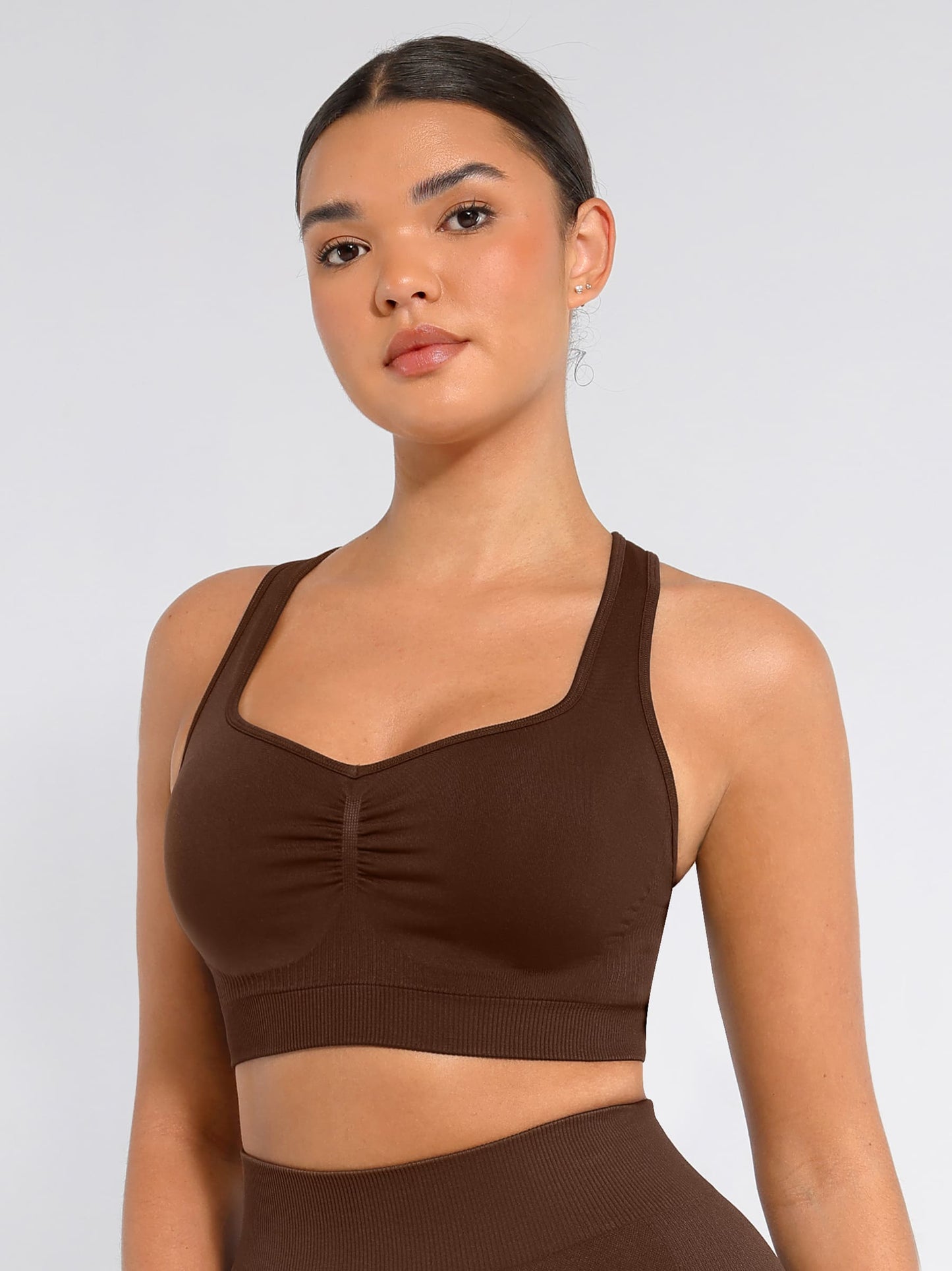 Willluxe Seamless Racerback Sports Bra with Removable Pads and Support Fit