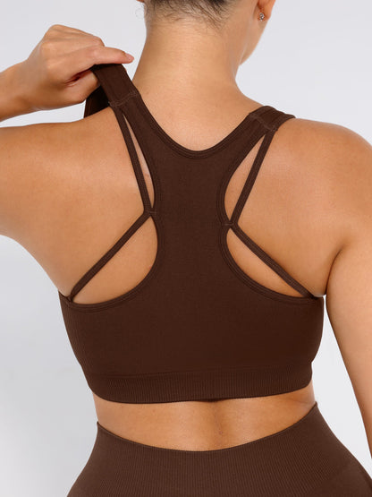 Willluxe Seamless Racerback Sports Bra with Removable Pads and Support Fit