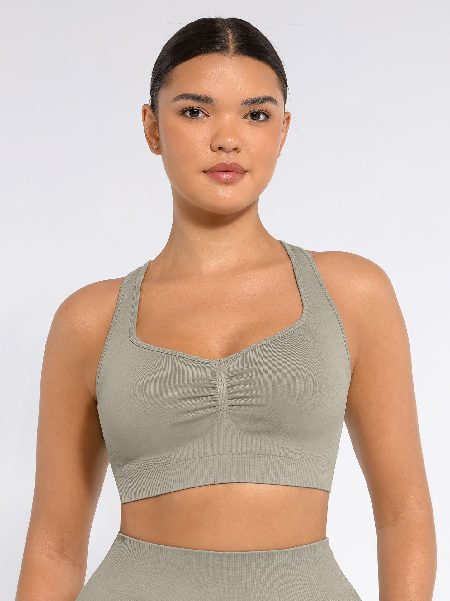 Willluxe Seamless Racerback Sports Bra with Removable Pads and Support Fit