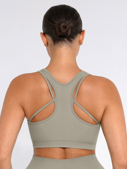 Willluxe Seamless Racerback Sports Bra with Removable Pads and Support Fit
