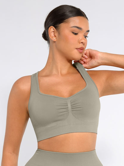 Willluxe Seamless Racerback Sports Bra with Removable Pads and Support Fit