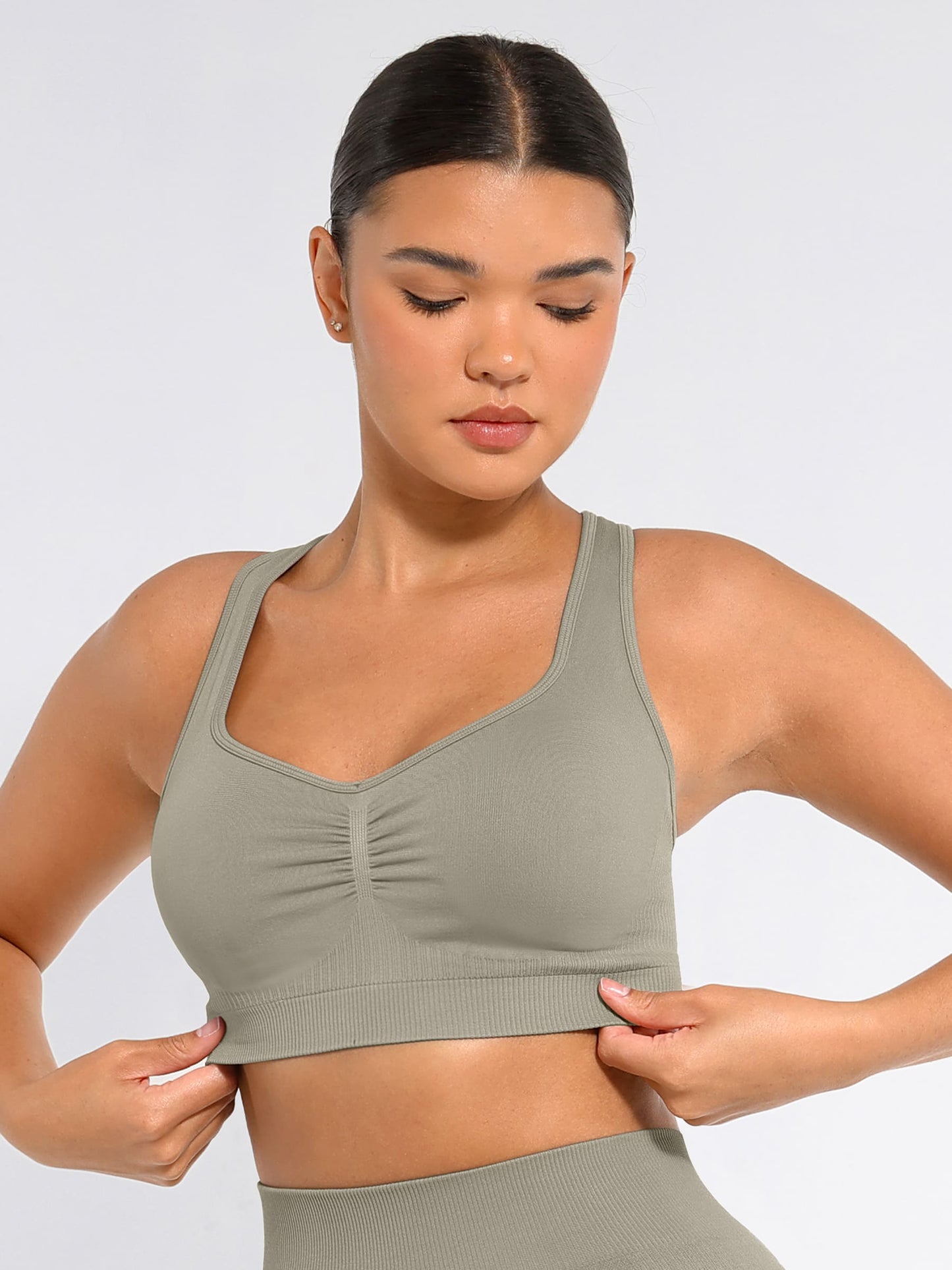 Willluxe Seamless Racerback Sports Bra with Removable Pads and Support Fit