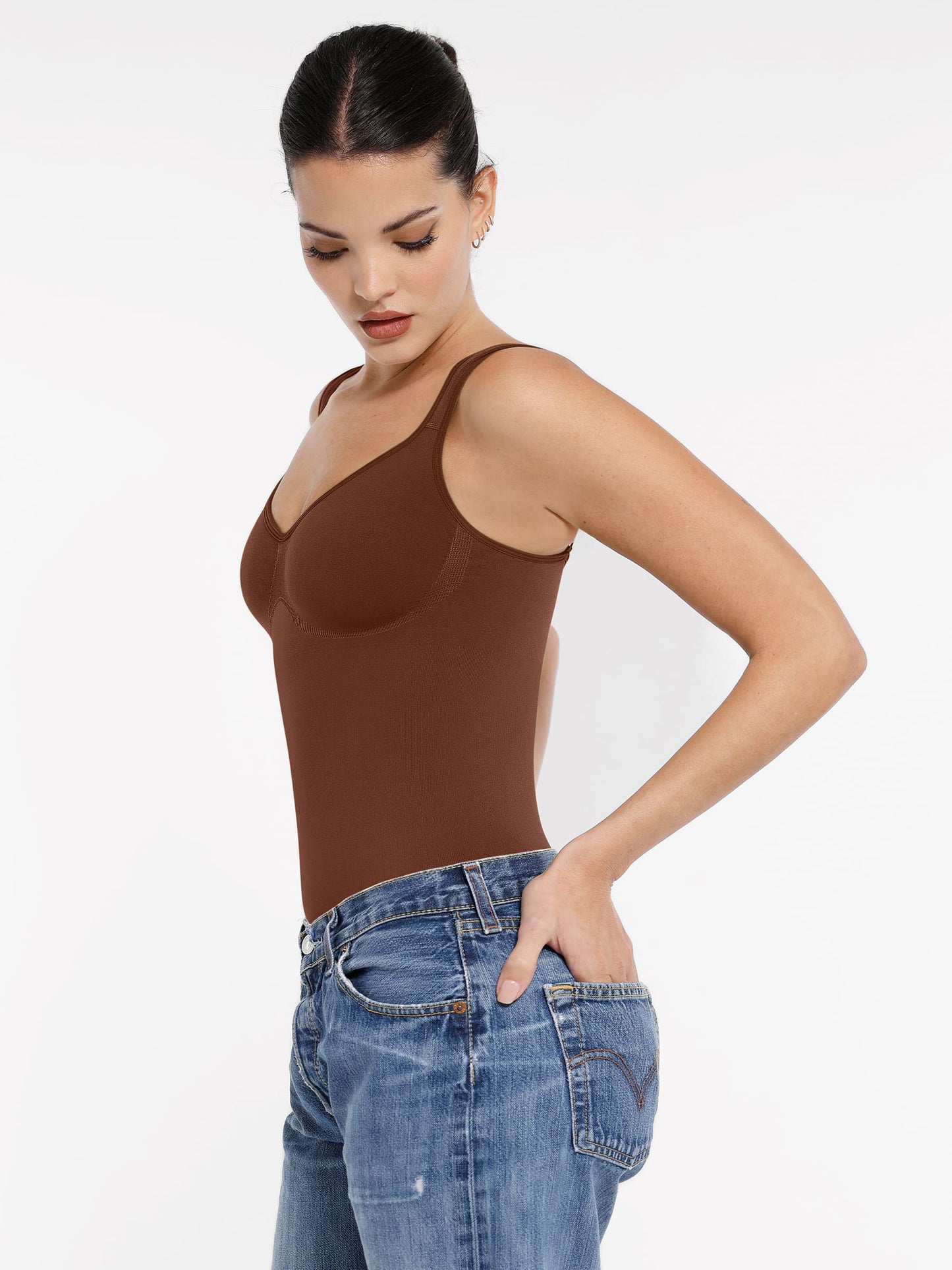 Willluxe Seamless Sculpting Diamond Neck Thong Bodysuit