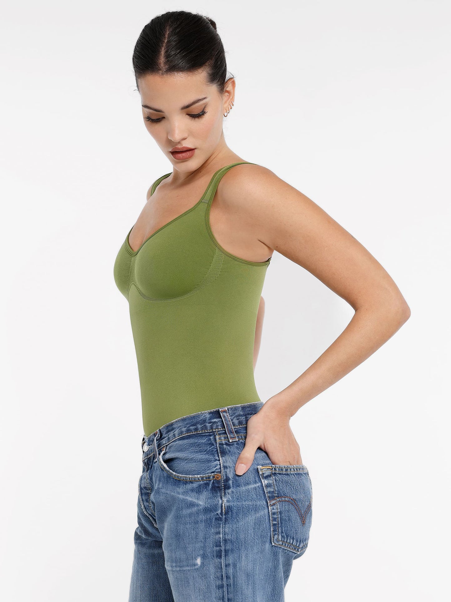 Willluxe Seamless Sculpting Diamond Neck Thong Bodysuit