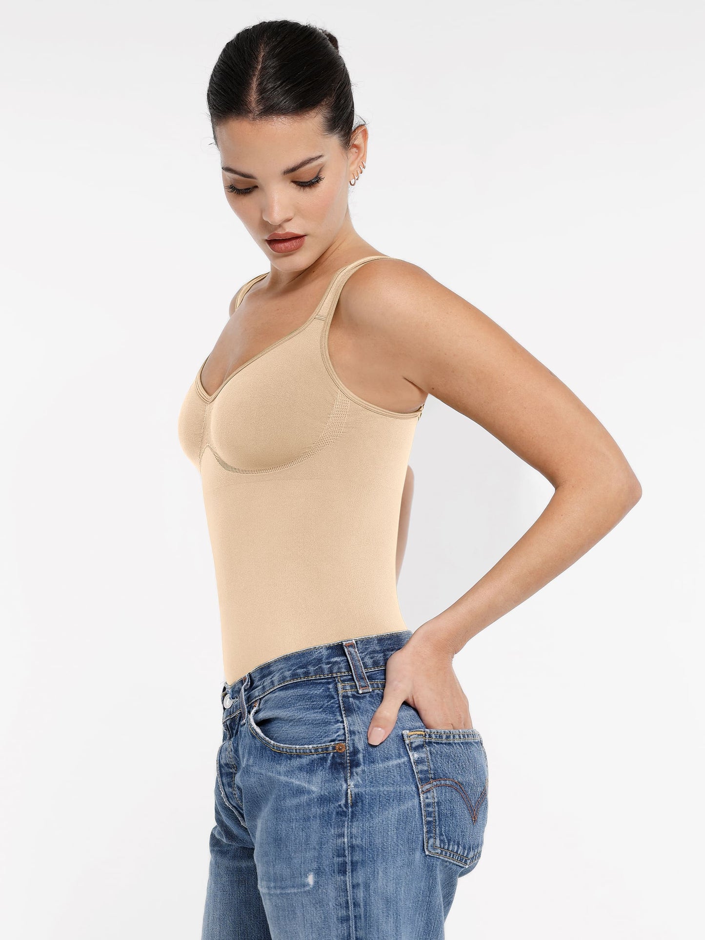 Willluxe Seamless Sculpting Diamond Neck Thong Bodysuit