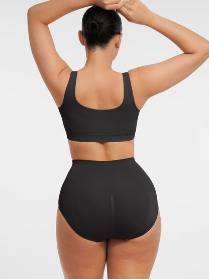 Willluxe Seamless Wide Straps Bra  & Seamless Tummy Control Brief Set