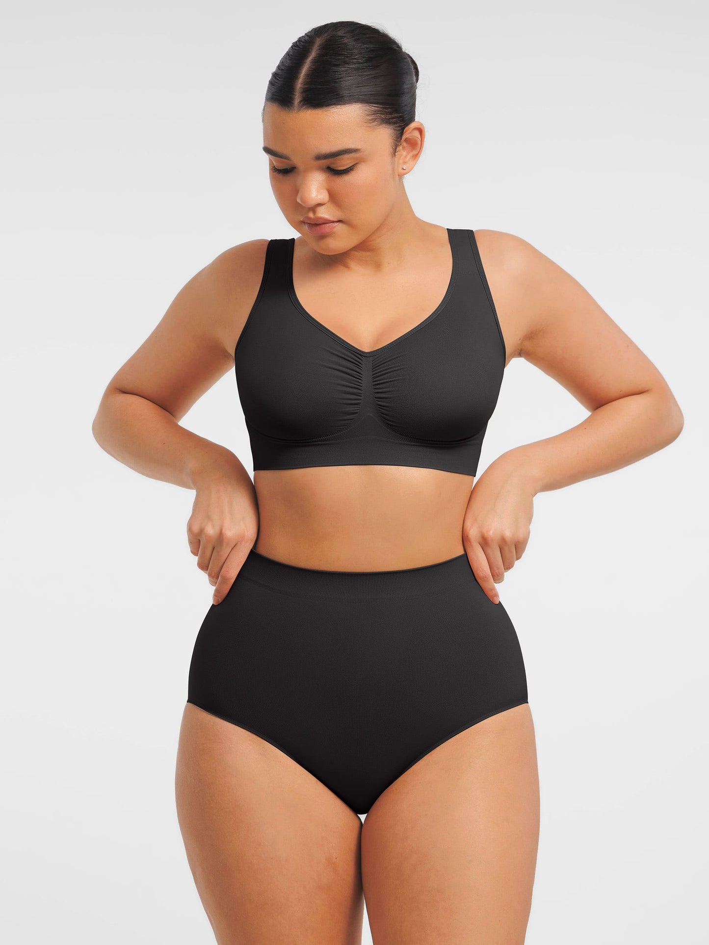 Willluxe Seamless Wide Straps Bra  & Seamless Tummy Control Brief Set