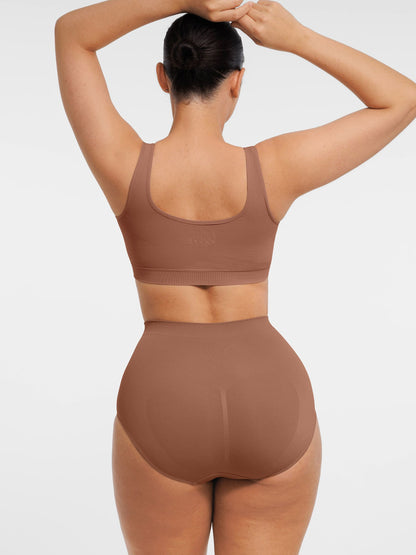 Willluxe Seamless Wide Straps Bra  & Seamless Tummy Control Brief Set