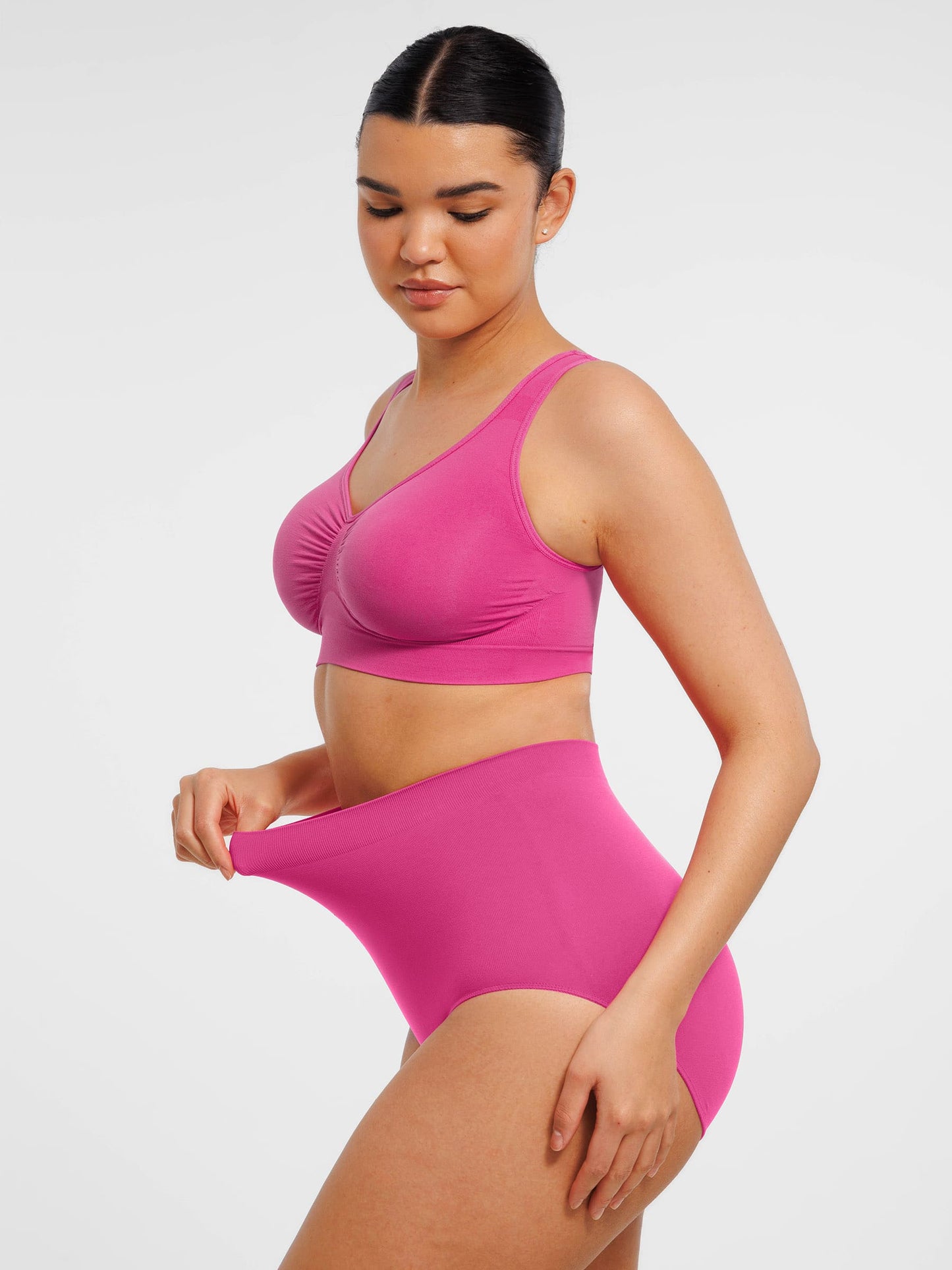 Willluxe Seamless Wide Straps Bra  & Seamless Tummy Control Brief Set